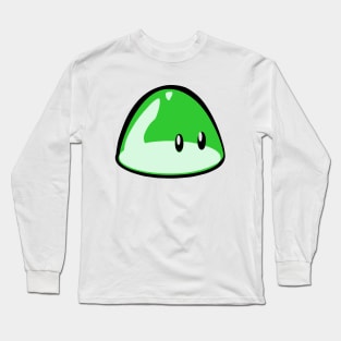 Green Blob Slime Face Emoticon Long Sleeve T-Shirt